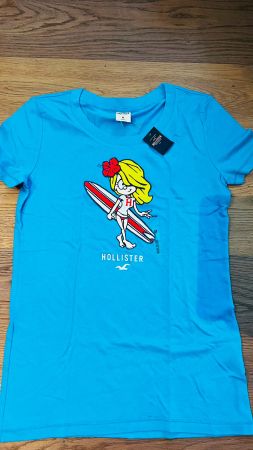 Hollister Damen T-Shirt Gr. M Türkis Neu mit Etikett