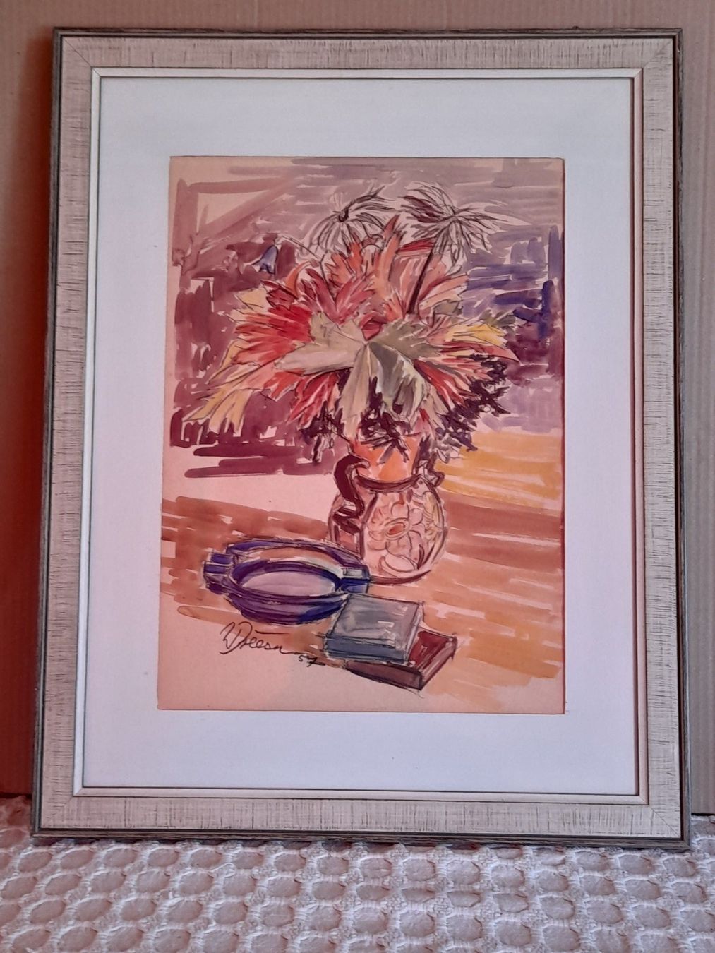 Gemälde: Willi Dreesen Brig " Blumen-Stillleben 1957 " – Gebraucht aus Thun von Treff.....e 9