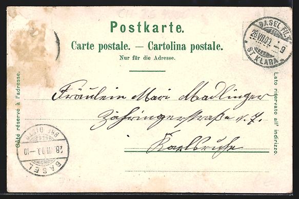 Cartoline postali: Litho Basel, Uferpartie, Rathaus, St. Ja – Usato da Berlin venduto da bartko-reher 1