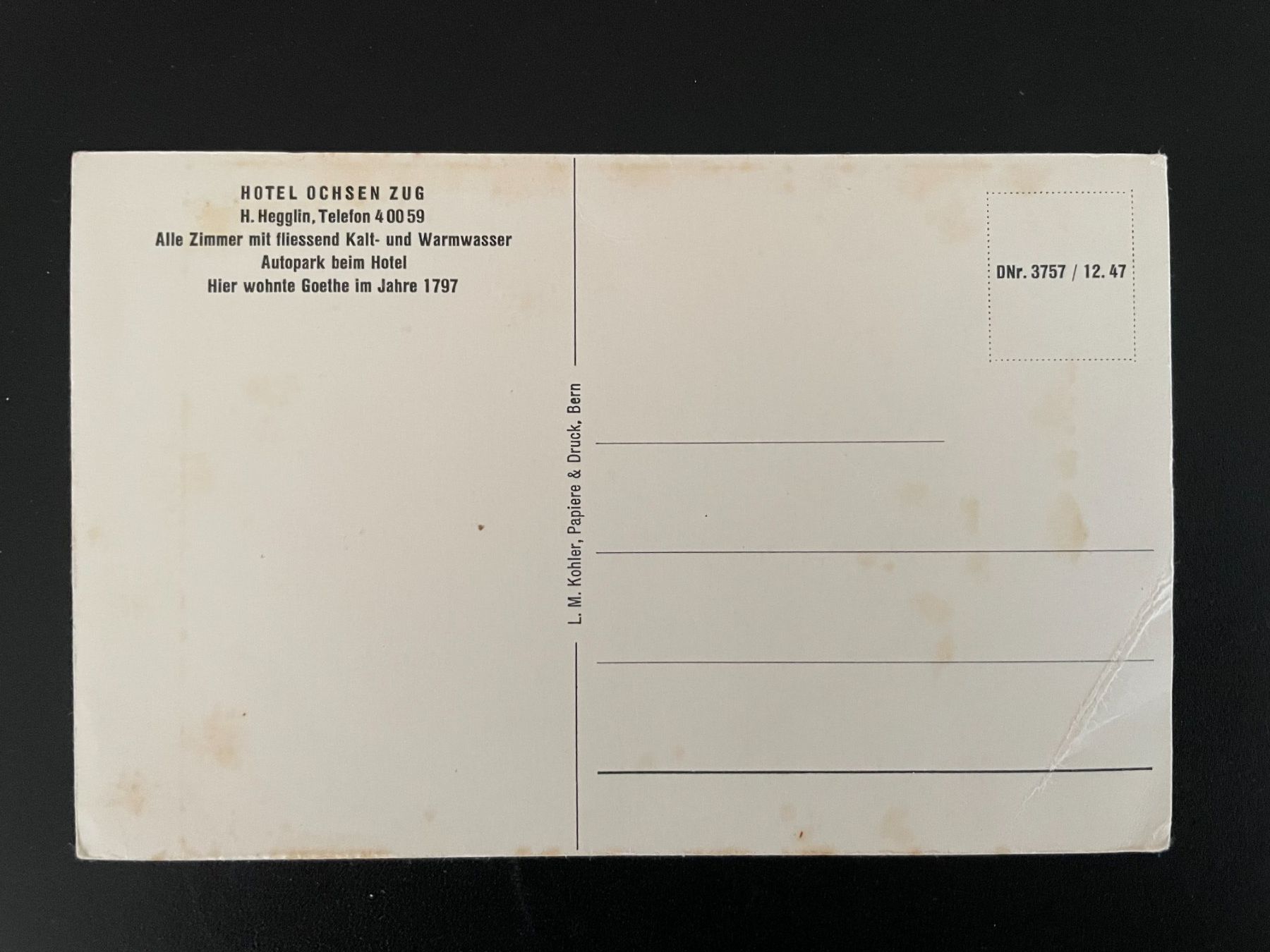 Cartoline postali: AK ZG Hotel Ochsen Zug – Usato da Thal venduto da Danny82 1