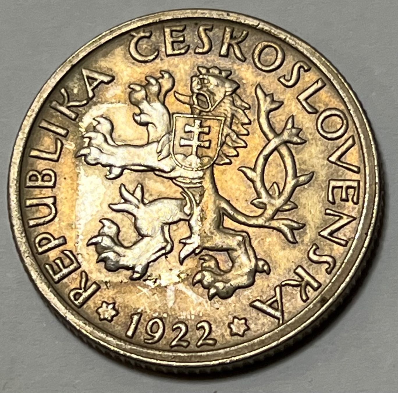 Alle Münzen: 1 Koruna - Tschechoslowakei - 1922 – Gebraucht aus Dietikon von Numis8953