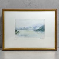 Pascal GONTHIER - paysage lacustre à l'aquarelle sur carton