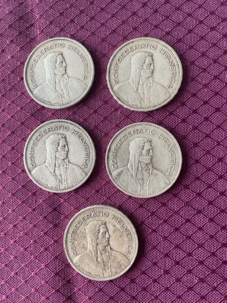 Set complet des monnaies commémoratives de 5 francs argent Canton Vaud