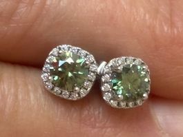 Luxus Ohrstecker Ohrschmuck Zirkonia Farbe: Silber grün