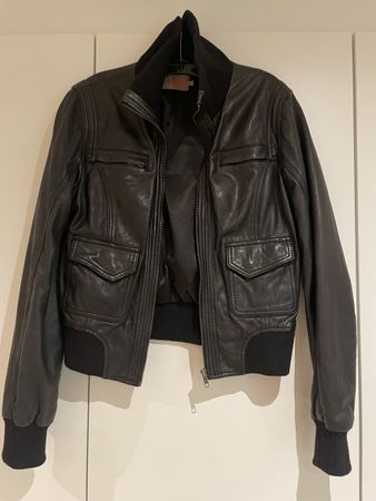 Saint Tropez Lederjacke Schwarz Bomber Stil Gr. L
