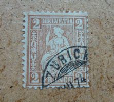 Sitz.Helv. Nr.37a hellrotbraun 1874 mit Befund