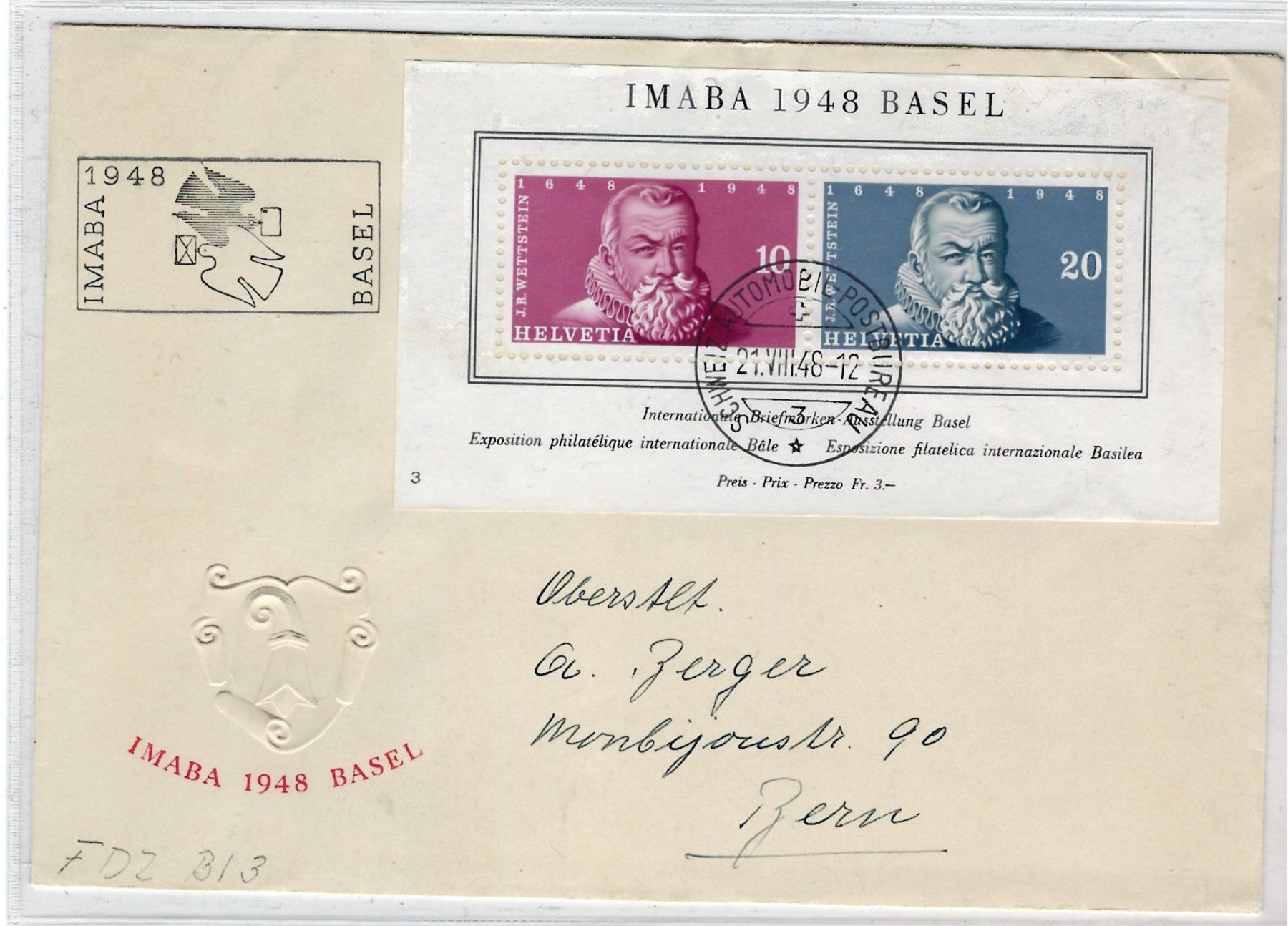 Tous les timbres: 1948 Brief IMABA Block    15840 – D'occasion à Lunden par Animus999