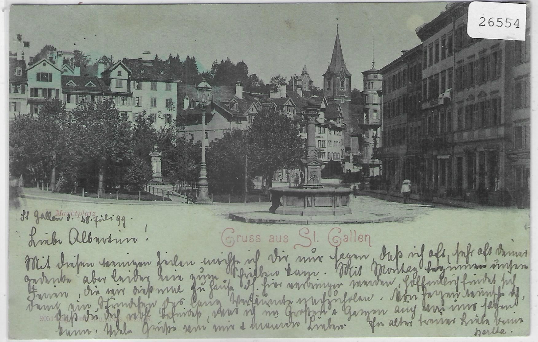 Cartoline postali: Gruss aus St. Gallen - Marktplatz – Usato da Ettingen venduto da Kartenplanet