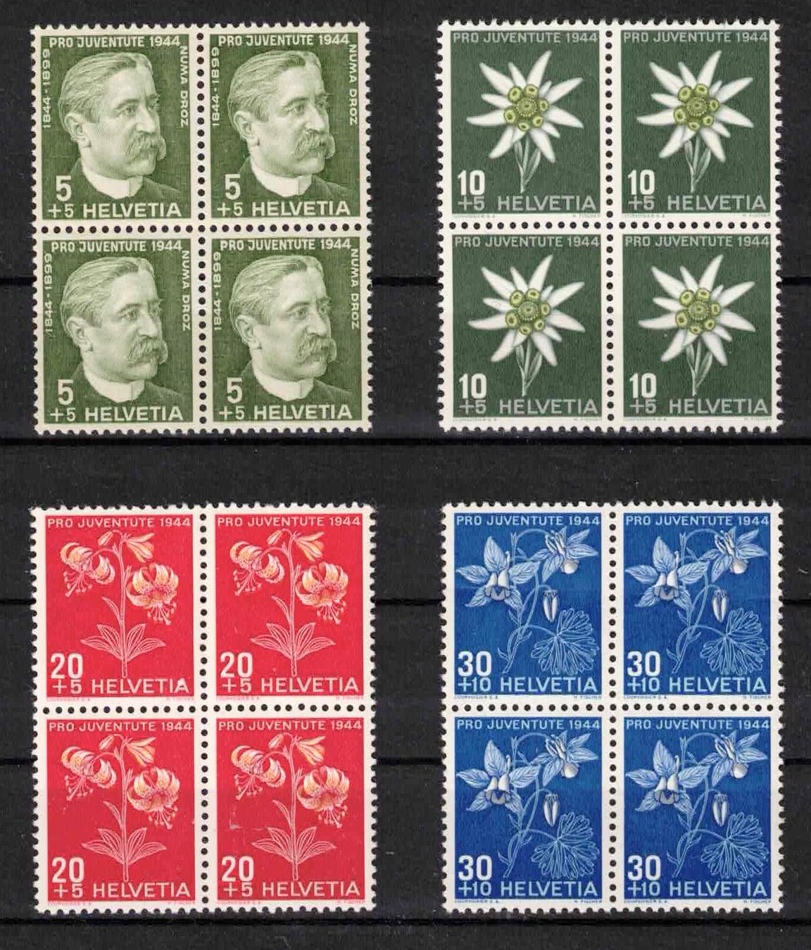 Alle Briefmarken: Pro Juventute 1944 im 4er-Block, postfrisch ** – Neu (gemäss Beschreibung) aus Nuglar von Stamp88