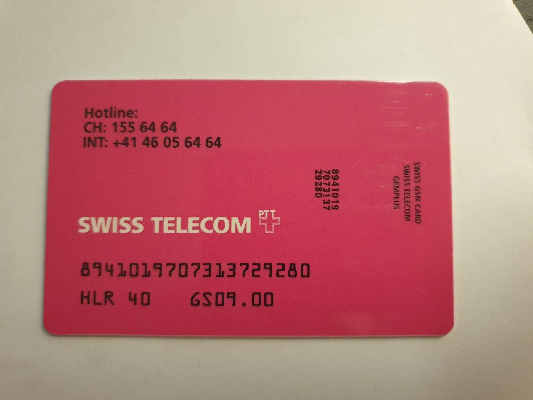 Schede telefoniche: Swiss GSM Karte HLR 40 – Usato da Rain venduto da chesz 1