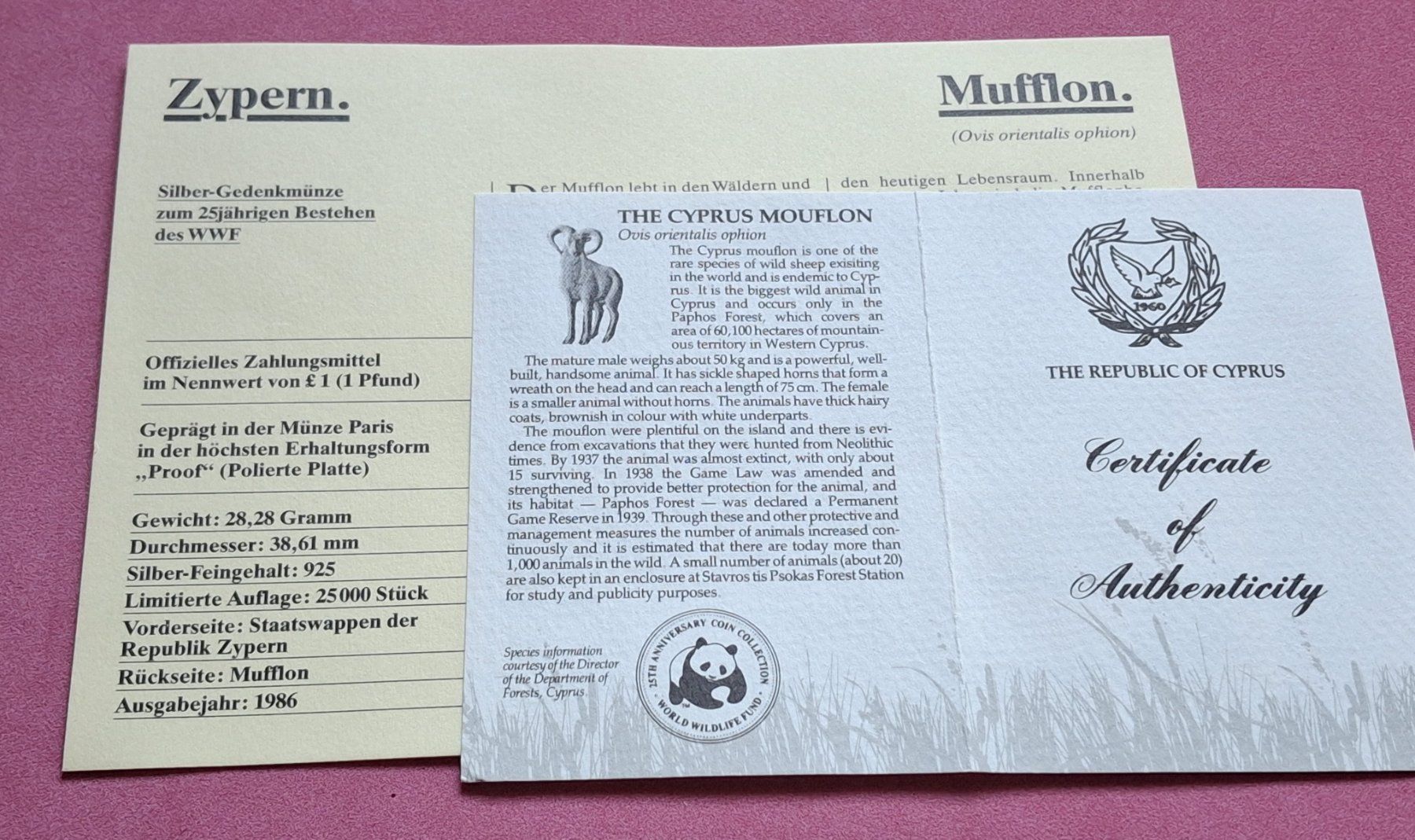 Tutti le monete: ZYPERN - 1 POUND 1986 - MUFFLON – Nuovo e nell'imballaggio originale da Boniswil venduto da dpd4coins 2