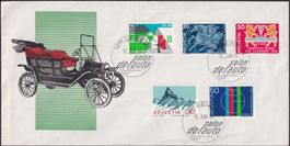 1969, Autosalon Genf Brief mit Nr.445+461-464 frankiert.