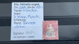 Seltene STRUBEL-MARKE Znr. 24A3.c, Signiert + Befund Hermann