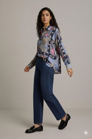 Vintage Golfer's Club Button-Down-Shirt mit abstraktem Druck