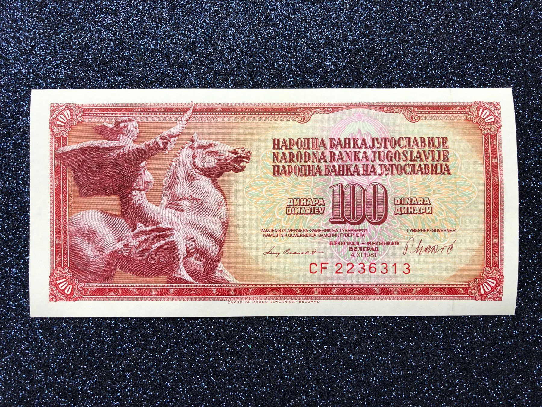 Banconote: Belgrad 1981 - Jugoslawien - 100 Dinara UNC – Nuovo e nell'imballaggio originale da Pfäffikon SZ venduto da Sieben77 1