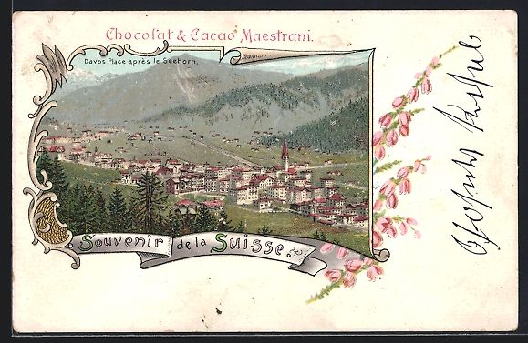 Cartoline postali: Litho Davos, Place après le Seehorn – Usato da Berlin venduto da bartko-reher