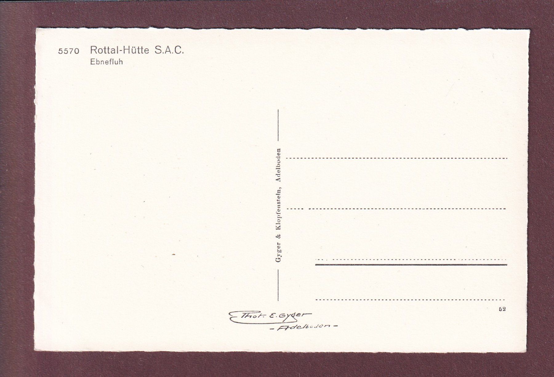 Cartes postales: ROTTAL-HÜTTE - Ebnefluh – D'occasion à Pully par nicecards 1