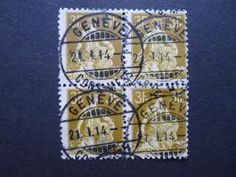 1908 Nr 116 im 4er Block gestempelt Zähnung stark verschoben