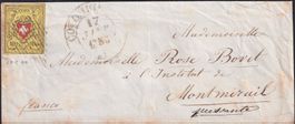 1853: Rayon: Damen-Brief von COLOMBIER: T.38 E-RO mit Attest