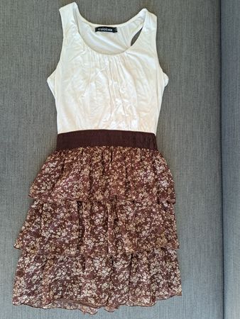 Sommerkleid Colotee weiss braun geblümt Grösse S/M