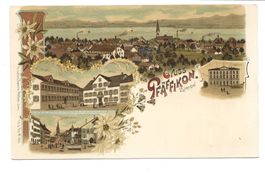 Gruss aus Pfäffikon (ZH) Post - Krone - uralte Litho 1898 !