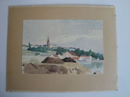 Am Zürichsee - Aquarell v. Albert Fierz