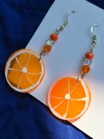 Lange Silber Ohrringe mit Orangen, Handarbeit Italien
