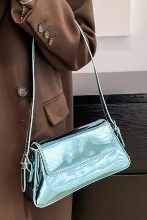 Sac bandoulière bleu métallisé