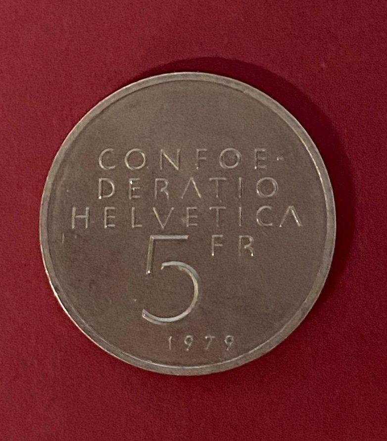 Tutti le monete: Albert Einstein Gedenkmünze 5 Franken, 1979 – Usato da Niederhelfenschwil venduto da Chleeblatt1938 1