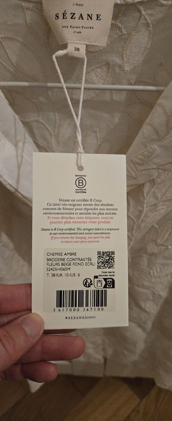 Sezane Camicette: Sezane Bluse Ambre weiss Gr 38 neu – Nuovo e nell'imballaggio originale da Basel venduto da 056rm 5