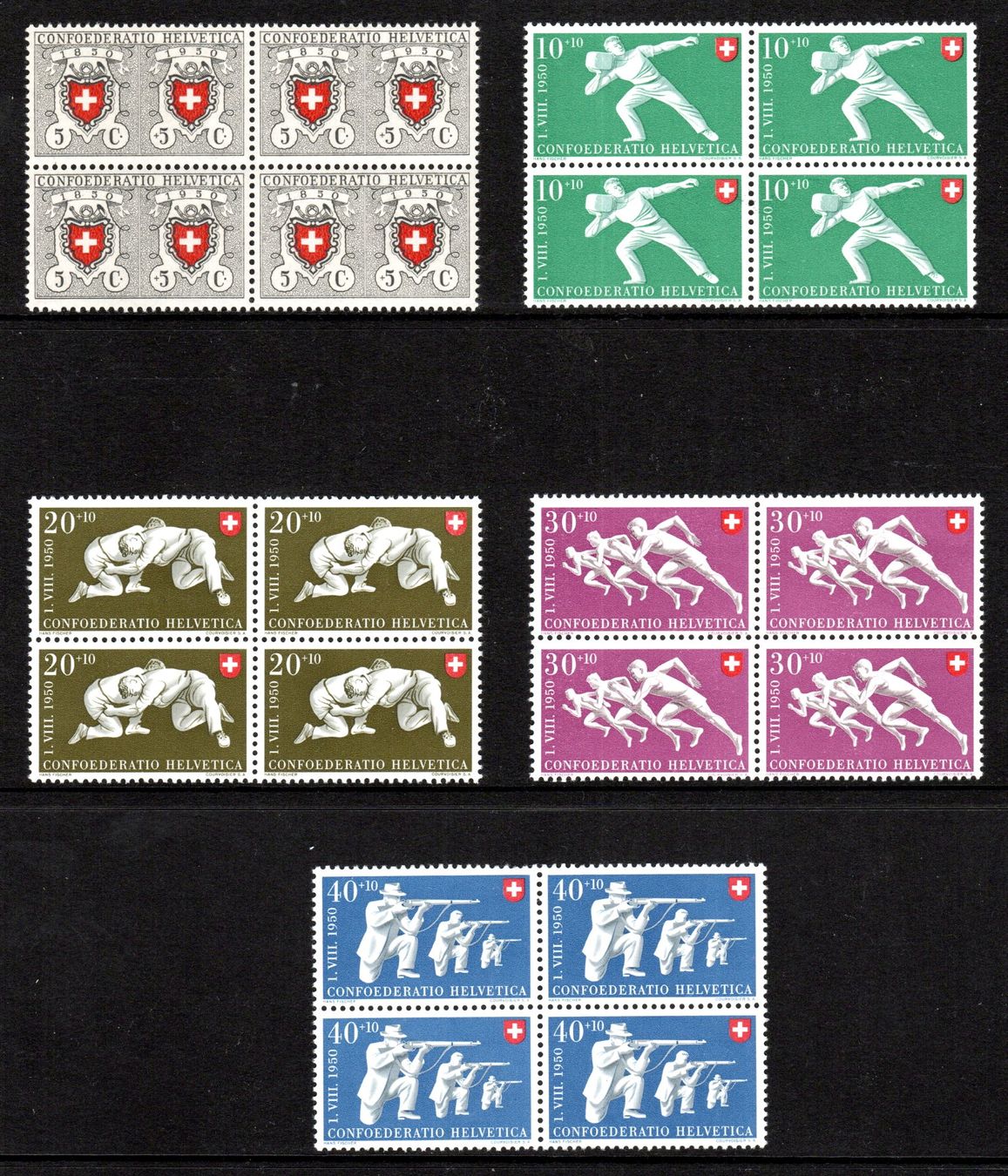 Alle Briefmarken: PP 1950 100 J. Eidg. Post + Sportdarst. VB pf SBK 120.-- – Neu (gemäss Beschreibung) aus Stein am Rhein von Huehnerhund