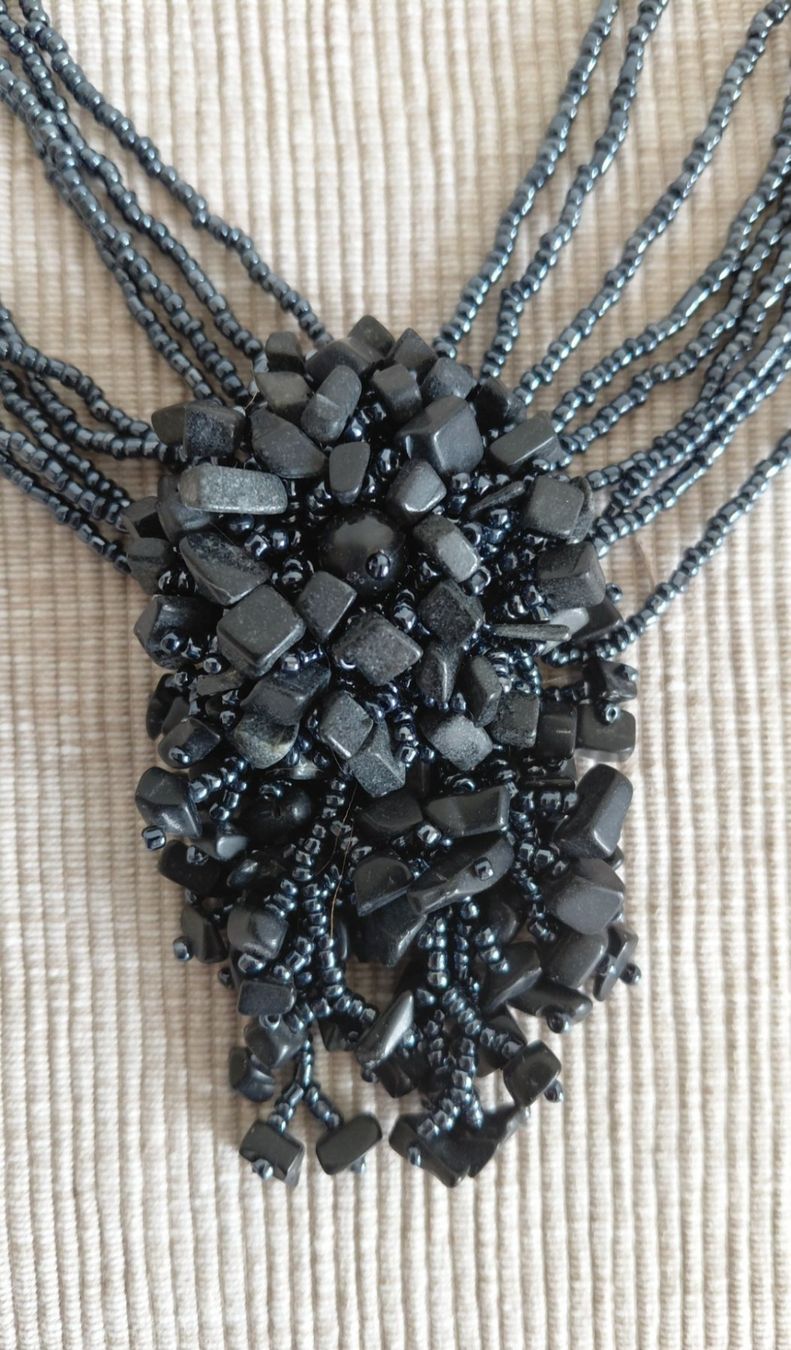 Minéraux & Lithothérapie: Vintage Halsband mit Onyx & Kyanite Stein – Neuf (Voir description) à Horgen par zur_jq85 2