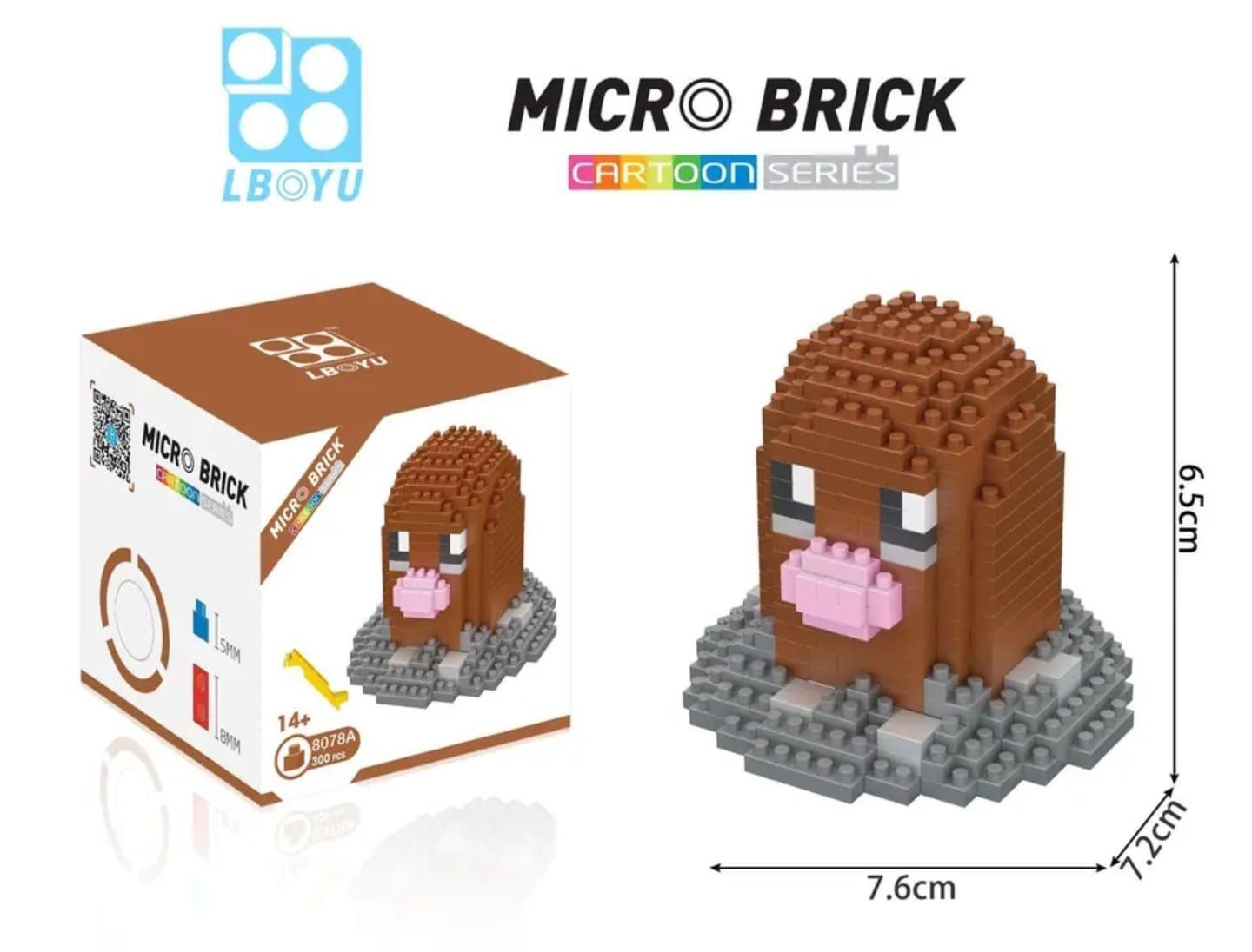 Pokémon Statuette: Pokémon Micro Brick Cartoon Digda,  300 Teile – Nuovo e nell'imballaggio originale da Bern venduto da Maxdamato