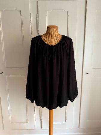 Chiffonbluse schwarz fliessend L