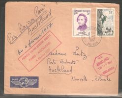 Lettre Paris-Auckland, retorniert nach Strasbourg