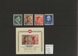 timbre Pro Juventute 1941 J98I-J99I et J97-J100 SBK Fr. 500.