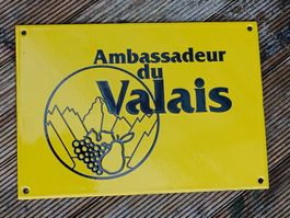 Massives original Emaille Schild / Ambassadeur du Valais