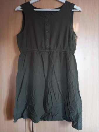 Robe sans manches verte kaki en viscose