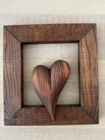 Wandbild Holzrahmen mit Herz Deko braun massiv neu