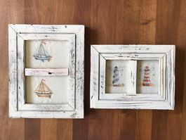 Maritime Wanddeko, 2er Set, Bilderrahmen aus Holz
