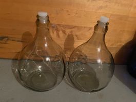 2 Wasserflaschen Gallone klar mit Zapfenverschluss