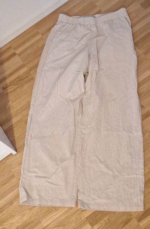 Damen Hose beige Leinen & Baumwolle Grösse S leicht weit