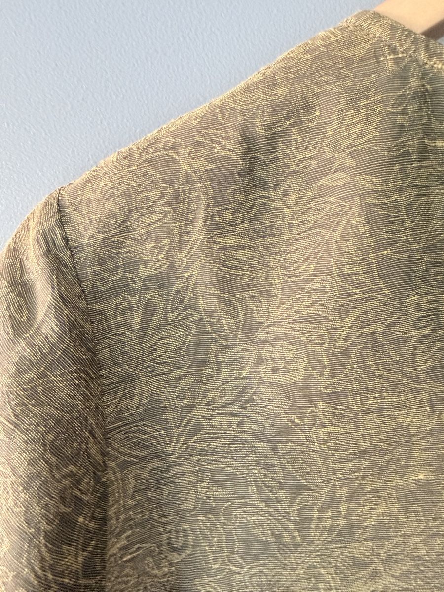 Camicette: Leinen Seide Bluse Gr. M| schimmernd Olivgold – Usato da Einsiedeln venduto da kalliopee 2
