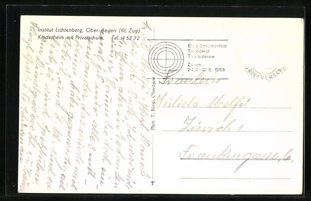 Cartoline postali: Ober-Aegeri, Institut Lichtenberg, Kinde – Usato da Berlin venduto da bartko-reher 1