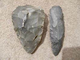 Silex Feuerstein Faustkeil + Schaber Steinzeit Replikate B)