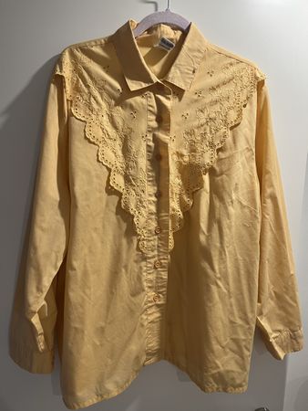 Vintage Gelbe Bluse mit Stickerei