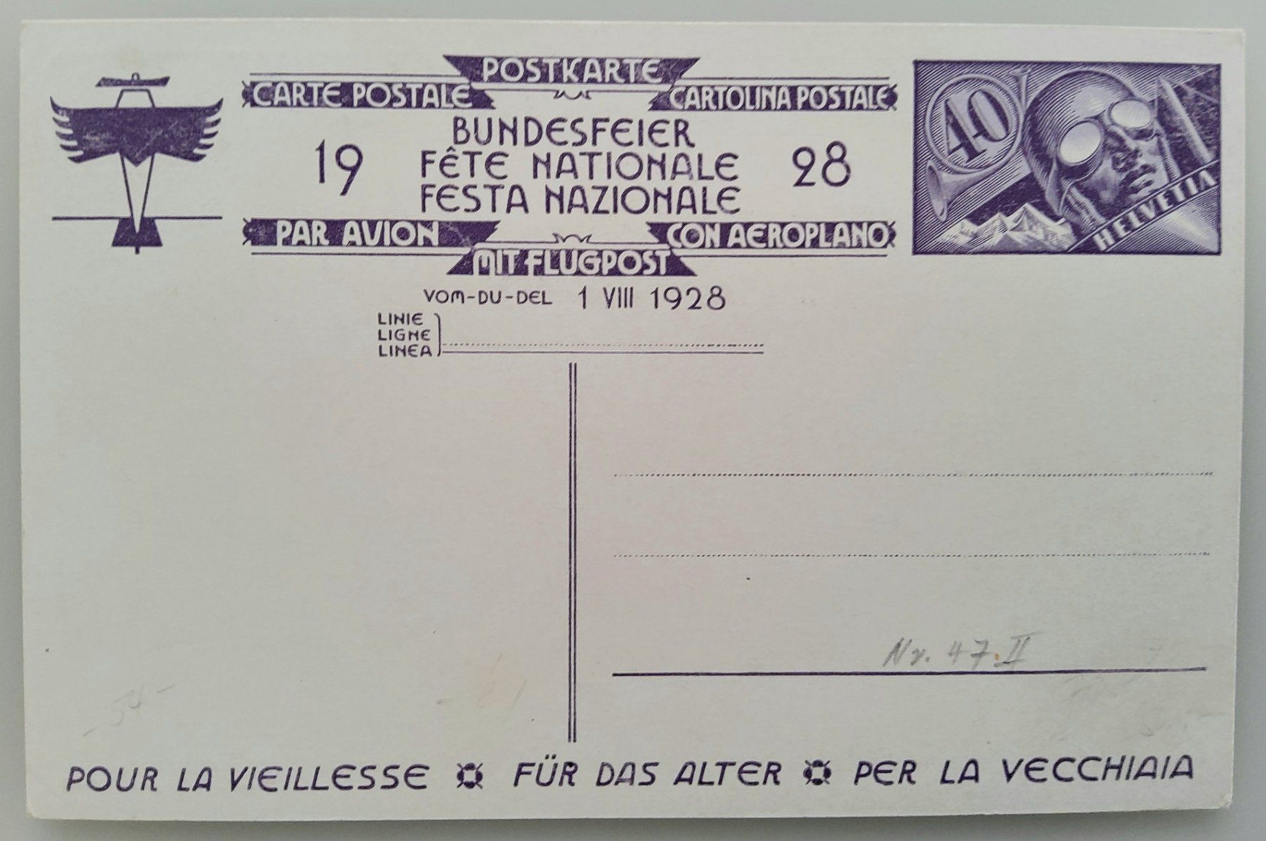 Alle Briefmarken: Bundesfeierpostkarte Nr.47II - 1928 -Grossmutter mit Mädchen – Neu (gemäss Beschreibung) aus Buchrain von mue_kru 1