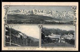 AK Kaufdorf, Gasthof z. Gutenbrünnen, Bergpanorama