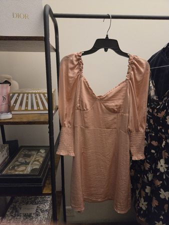 H&M Divided Dress Pink Puff Sleeve Size 40 New With Tags