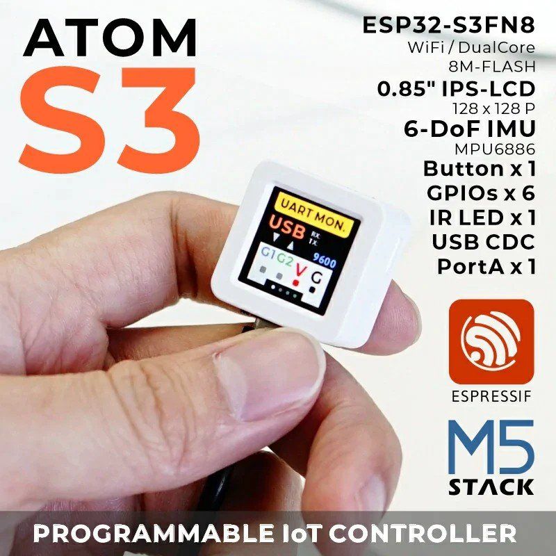 Componenti elettronici: ATOMS3 mit 0.85" LCD  von M5Stack (ESP32-S3) – Nuovo e nell'imballaggio originale da Veltheim AG venduto da Mibib 2